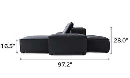Cube Modular Black Genuine Leather Double-Sided Sectional