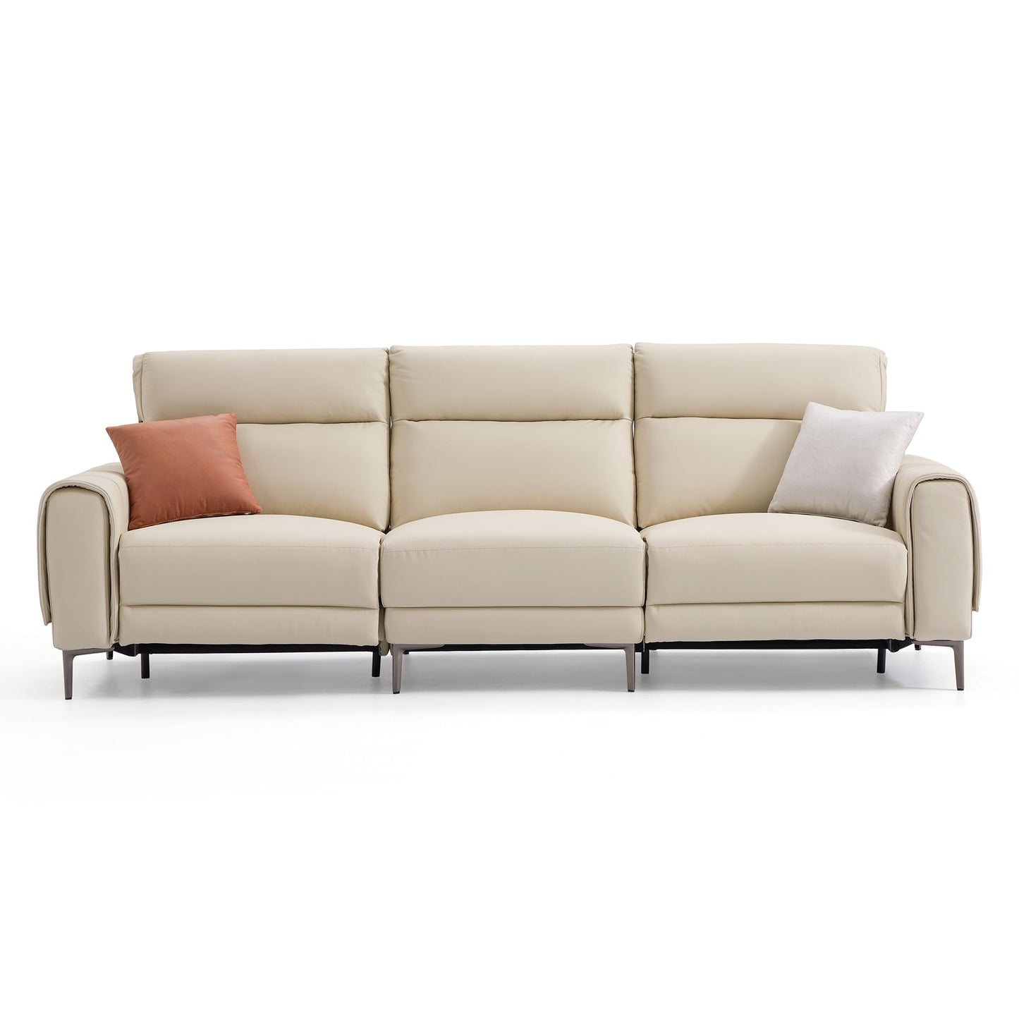 Louis Beige Leather Power Recliner Sleeper Sofa-Beige