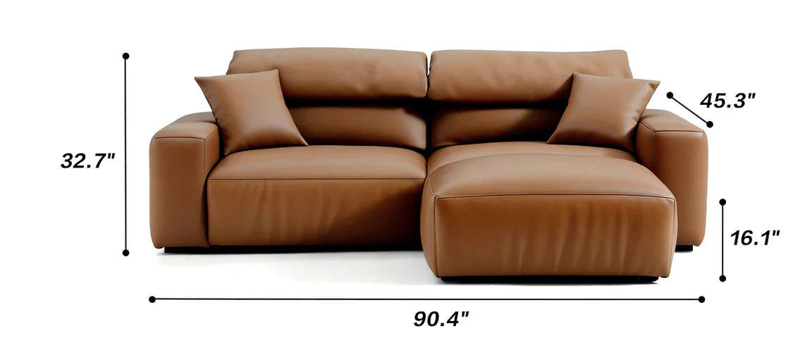 Chestnut Brown Leather Sofa and Ottoman