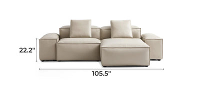 Cube Modular Beige Genuine Leather Sectional