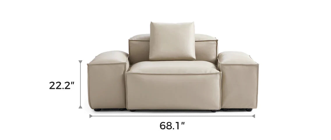Cube Modular Beige Genuine Leather Armchair