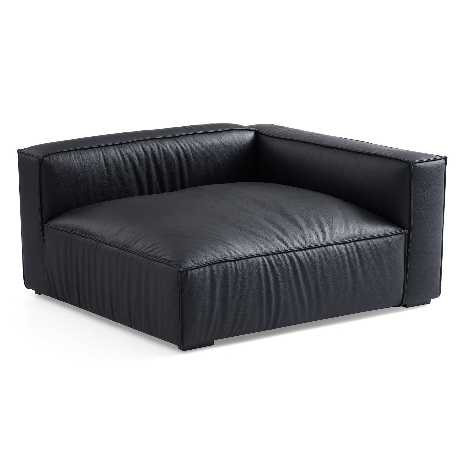 Luxury Minimalist Black Leather Sectional Set-Black