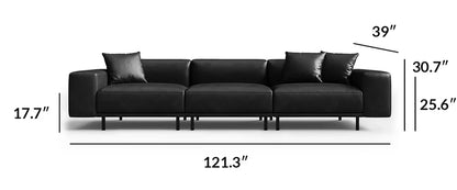 Noble Black Leather Sofa and Ottoman