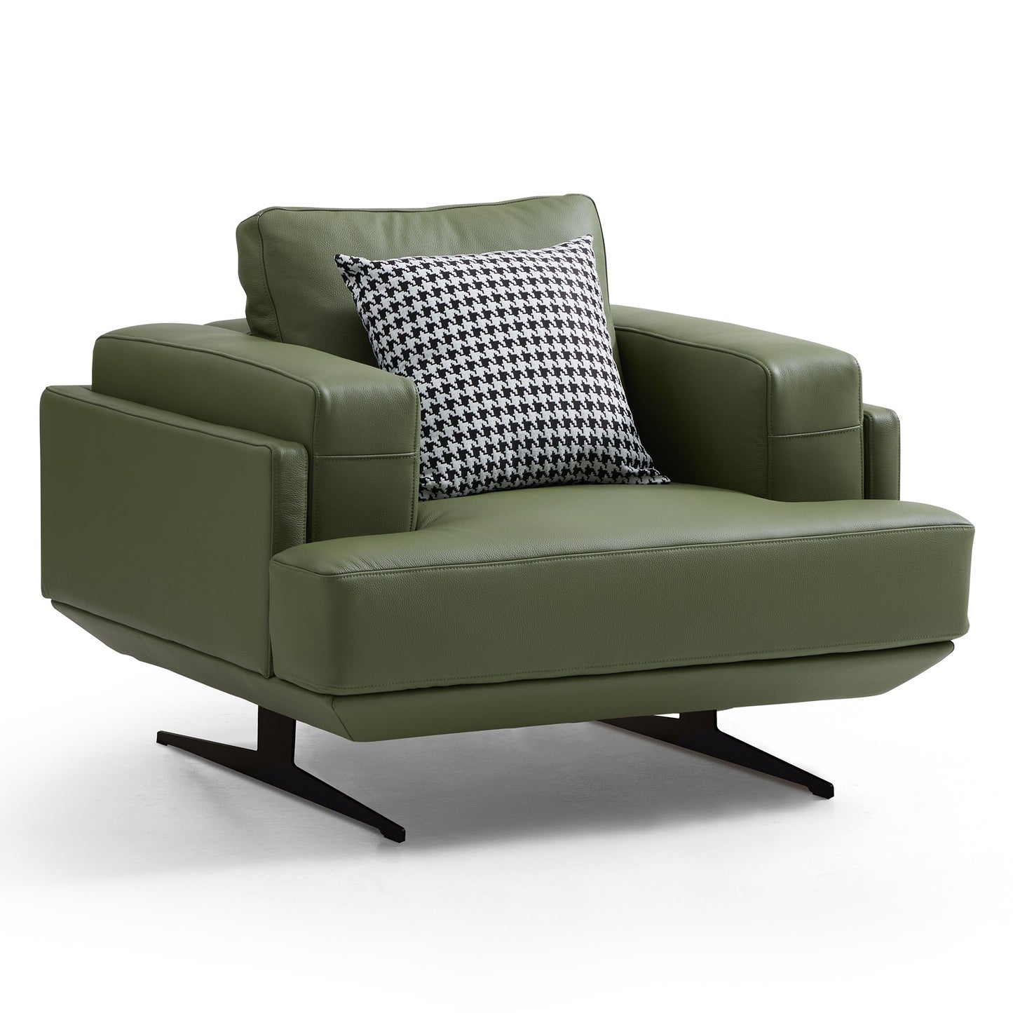 Olivia Top Grain Genuine Leather Armchair-Green