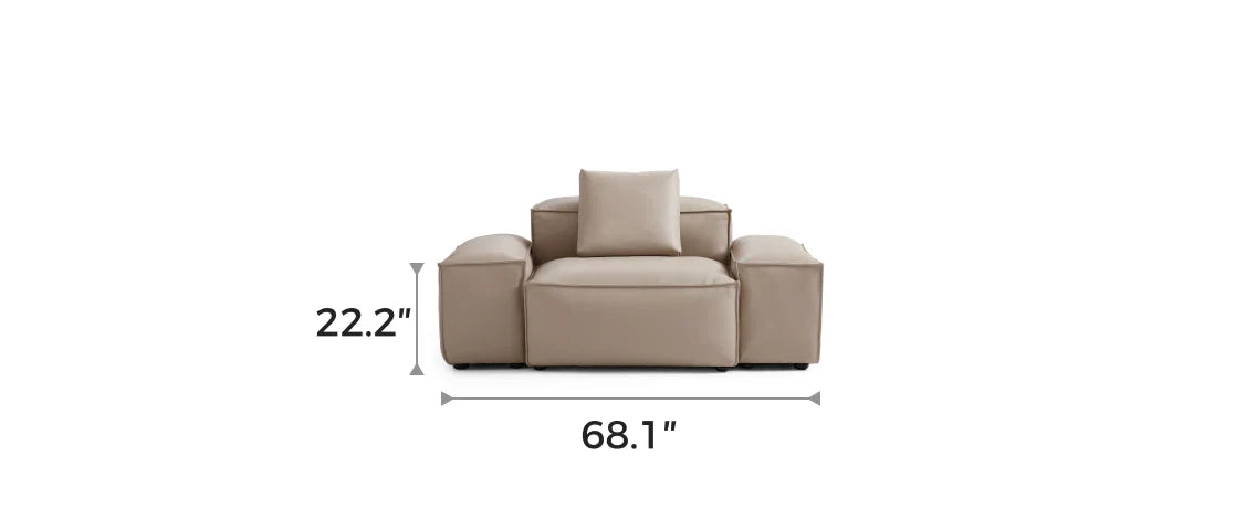 Cube Modular Khaki Genuine Leather Armchair