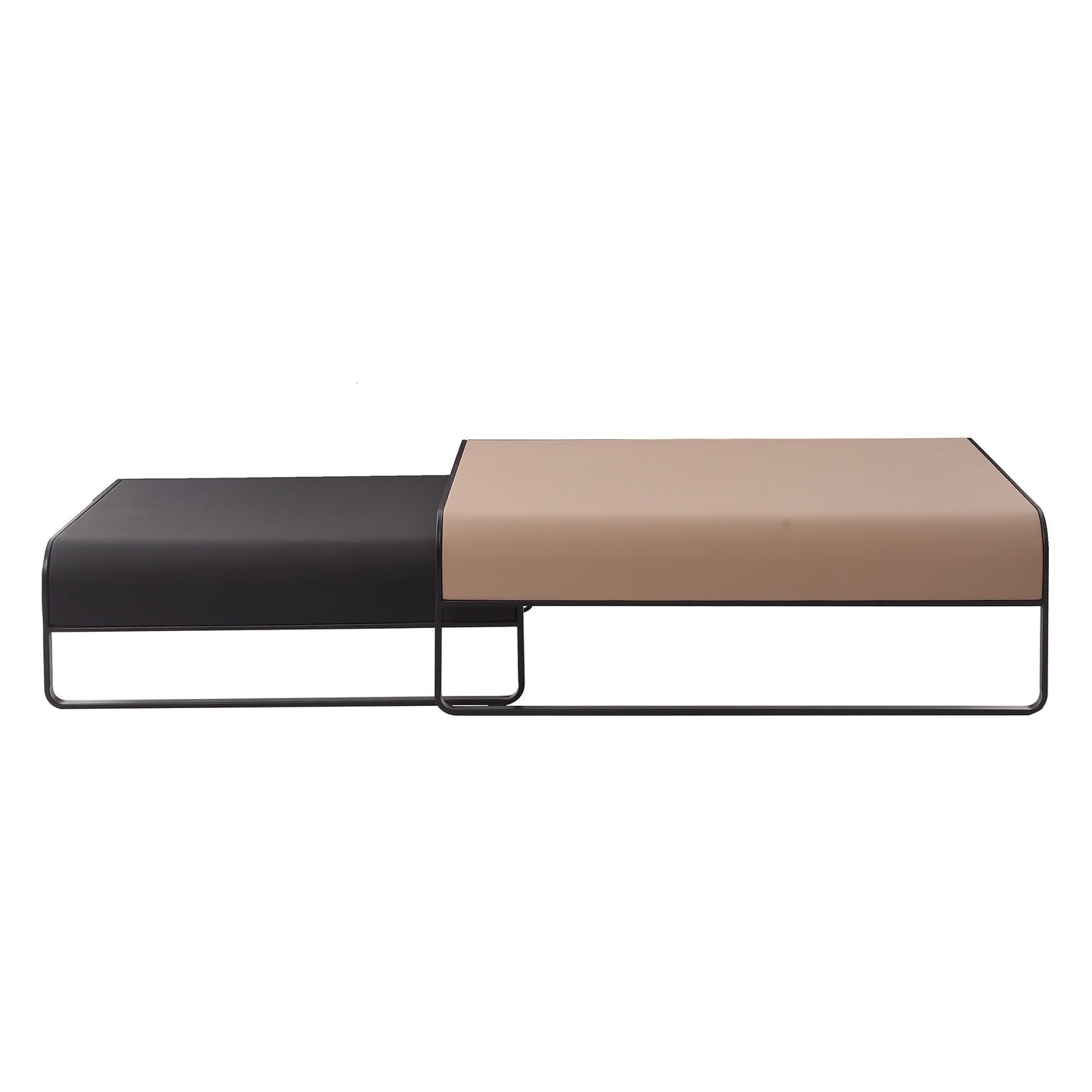 Modern Duet Coffee Table Set-39.4″ & 31.5″-Khaki & Black
