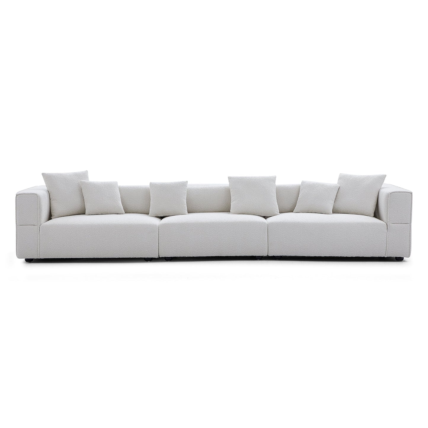 Nordic Modern Gray Sofa-White-6 Seater 143.7"