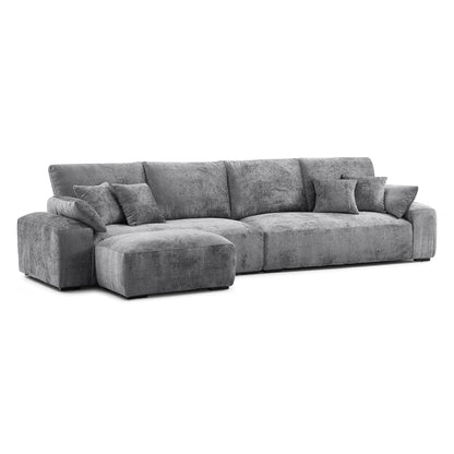 The Empress Beige Sofa and Ottoman-Gray-140.1"
