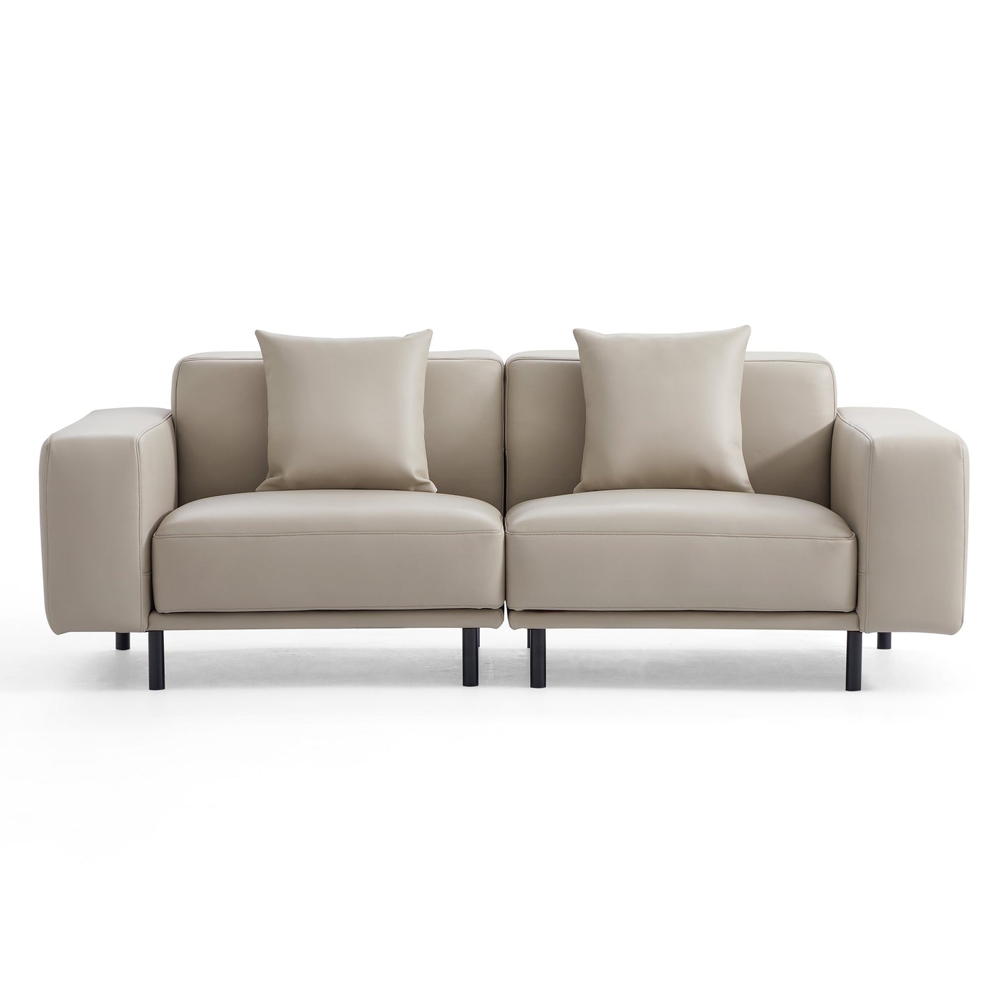 Noble Beige Leather Sofa Set-Beige