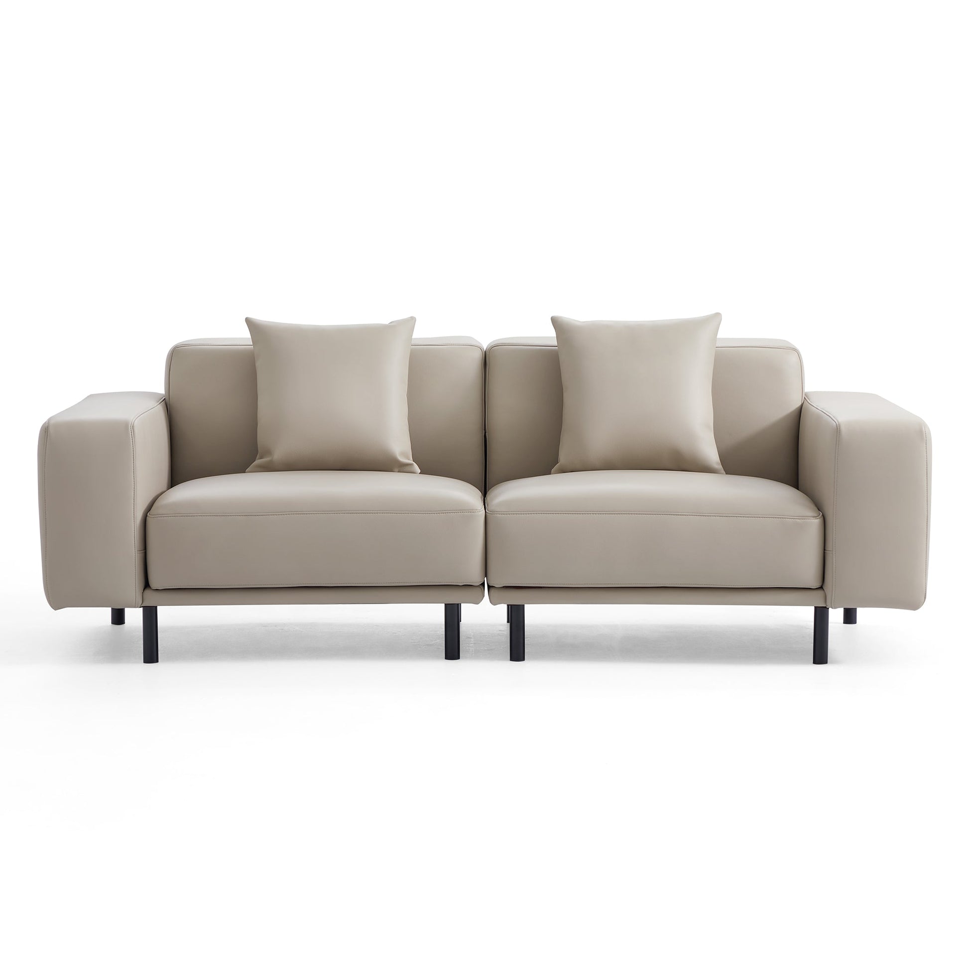 Noble Beige Leather Sofa Set-Beige