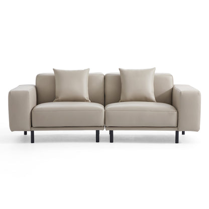 Noble Beige Leather Sofa Set-Beige