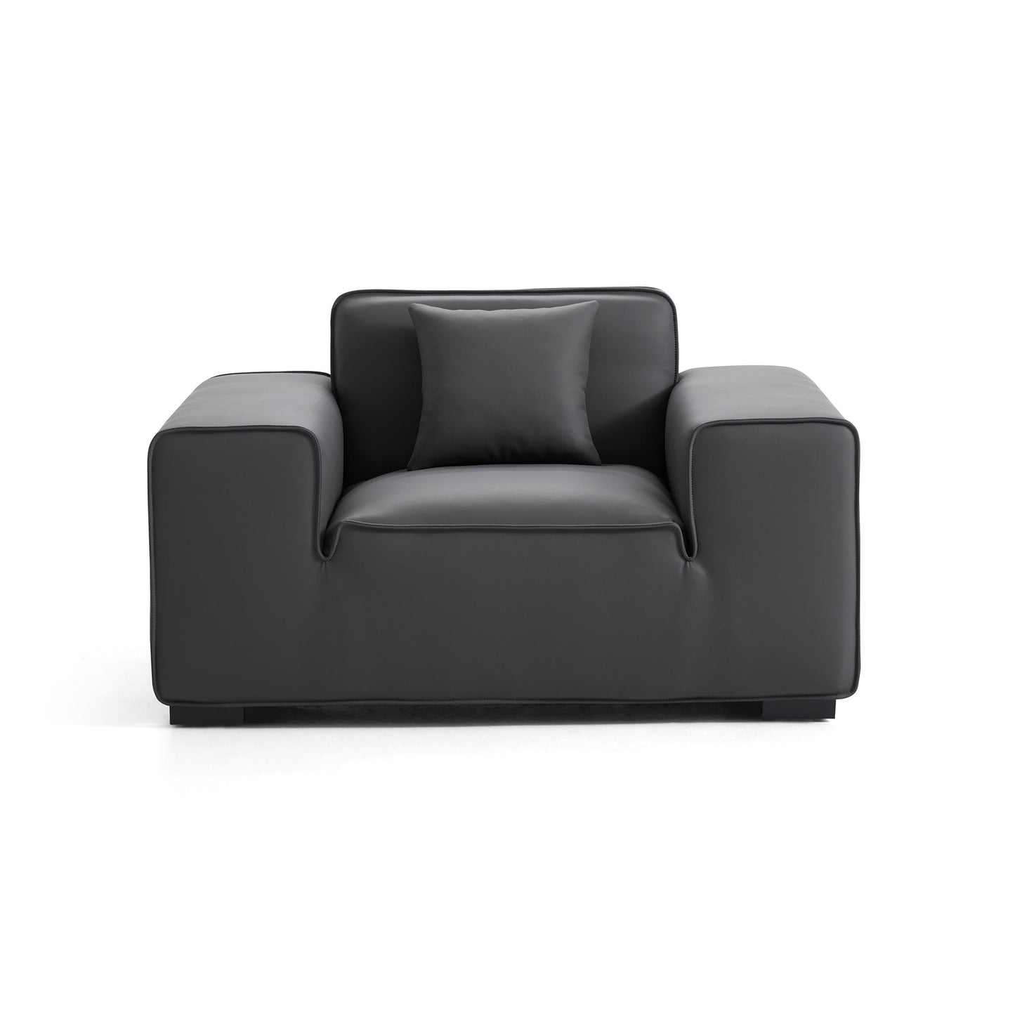 Domus Modular Khaki Leather Armchair-Dark Gray