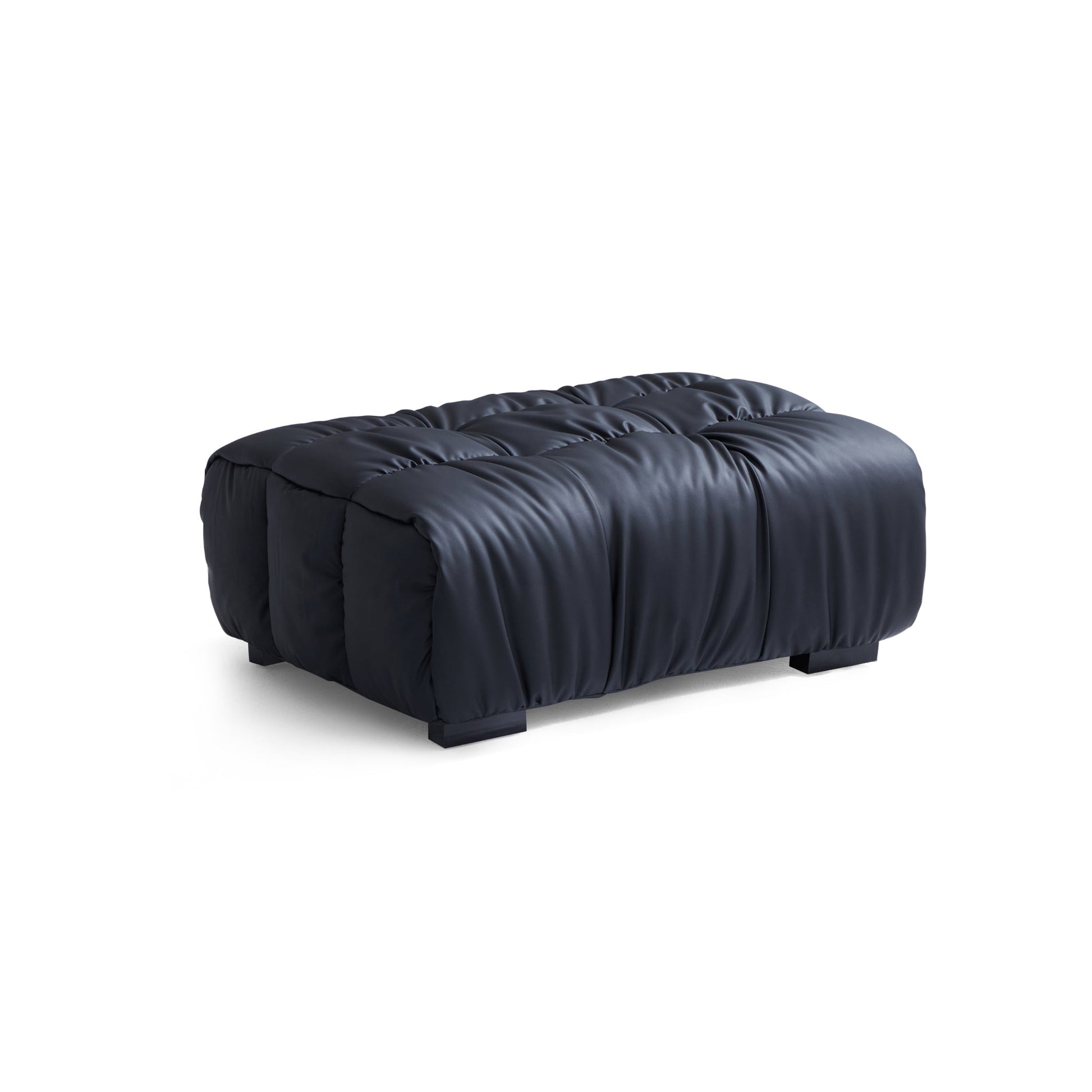 Boba Cream Leathaire Sectional Set-Black