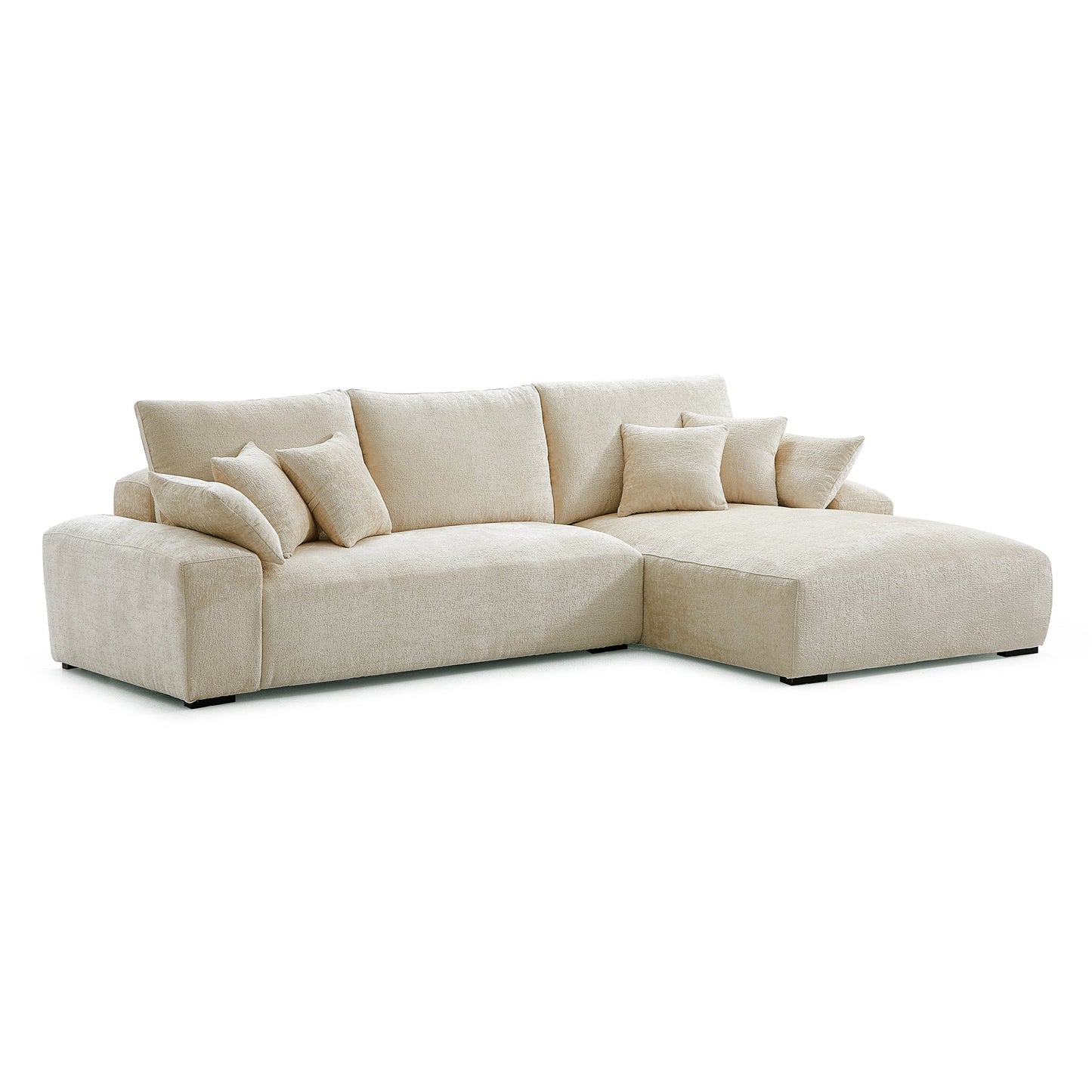 The Empress Beige Sectional-Beige-115.4"-Facing Right