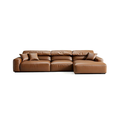 Chestnut Brown Leather Sectional