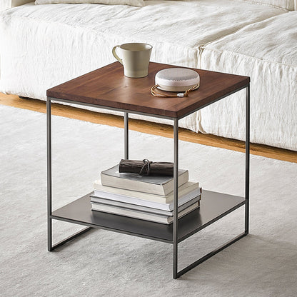 Blacksteel Walnut Storage Side Table