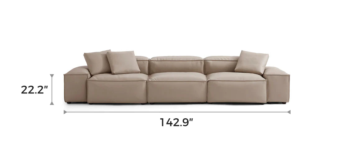 Cube Modular Khaki Genuine Leather Sofa