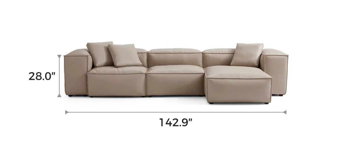 Cube Modular Khaki Genuine Leather Sectional