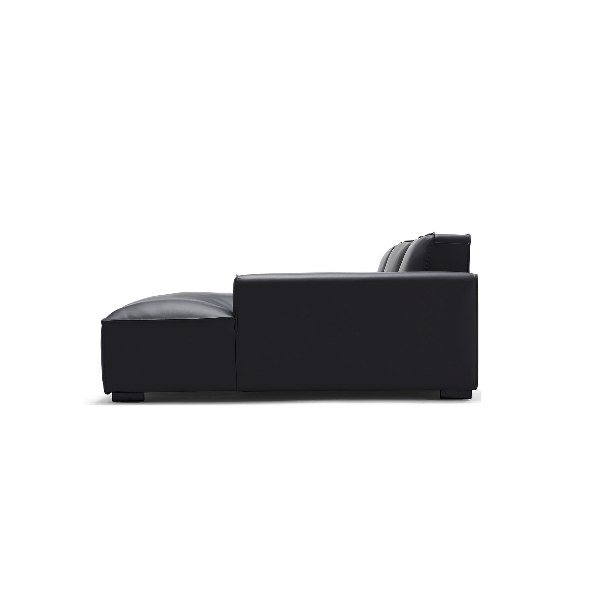 Domus Modular Beige Leather Double Chaise Sectional-Black