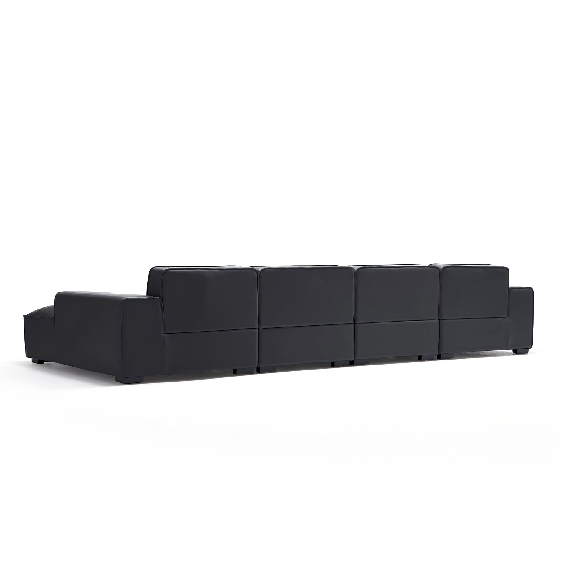 Domus Modular Dark Gray Leather U Shaped Sectional Sofa-Black-157.5″
