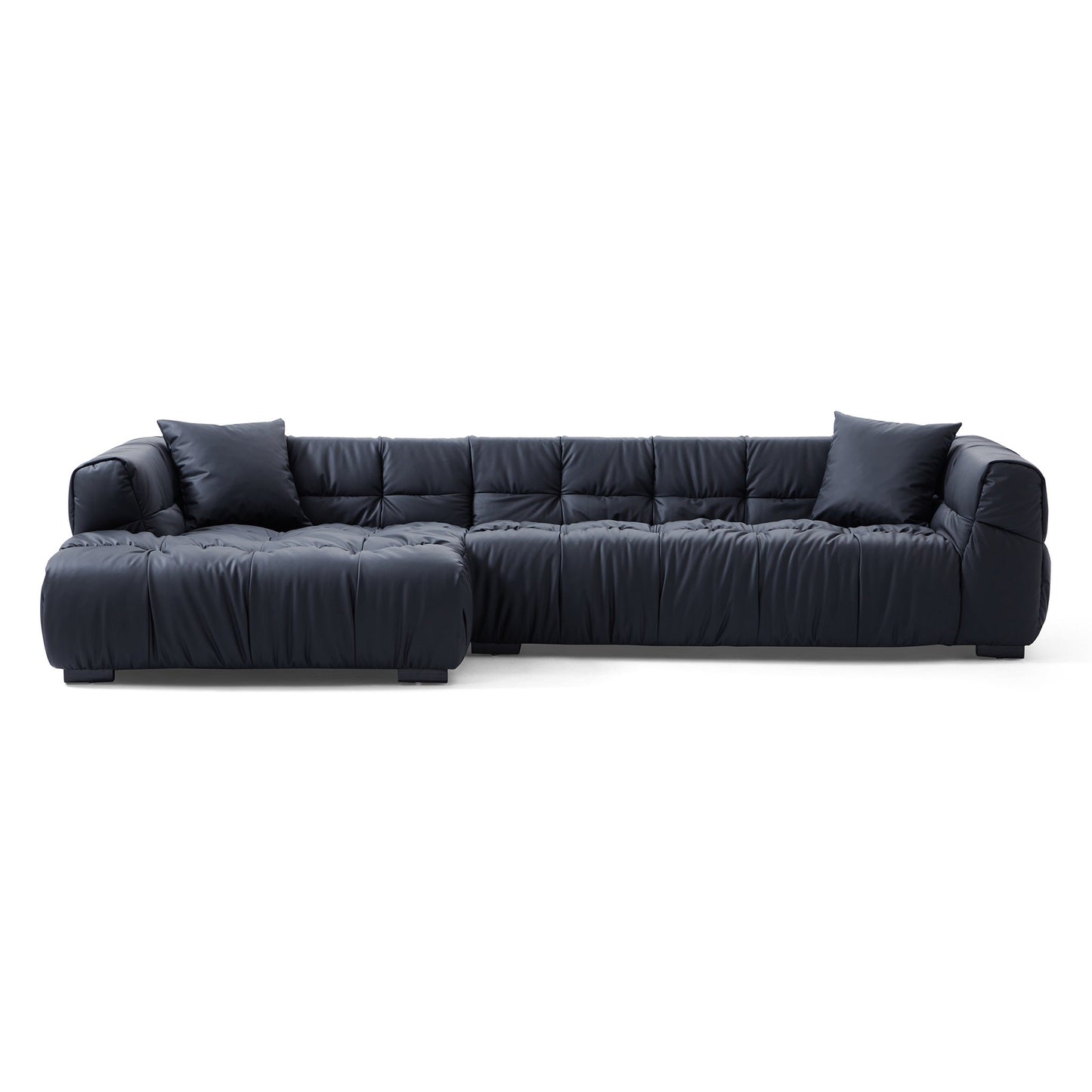Boba Black Leathaire Sectional Set-Black-118.1″-Facing Left