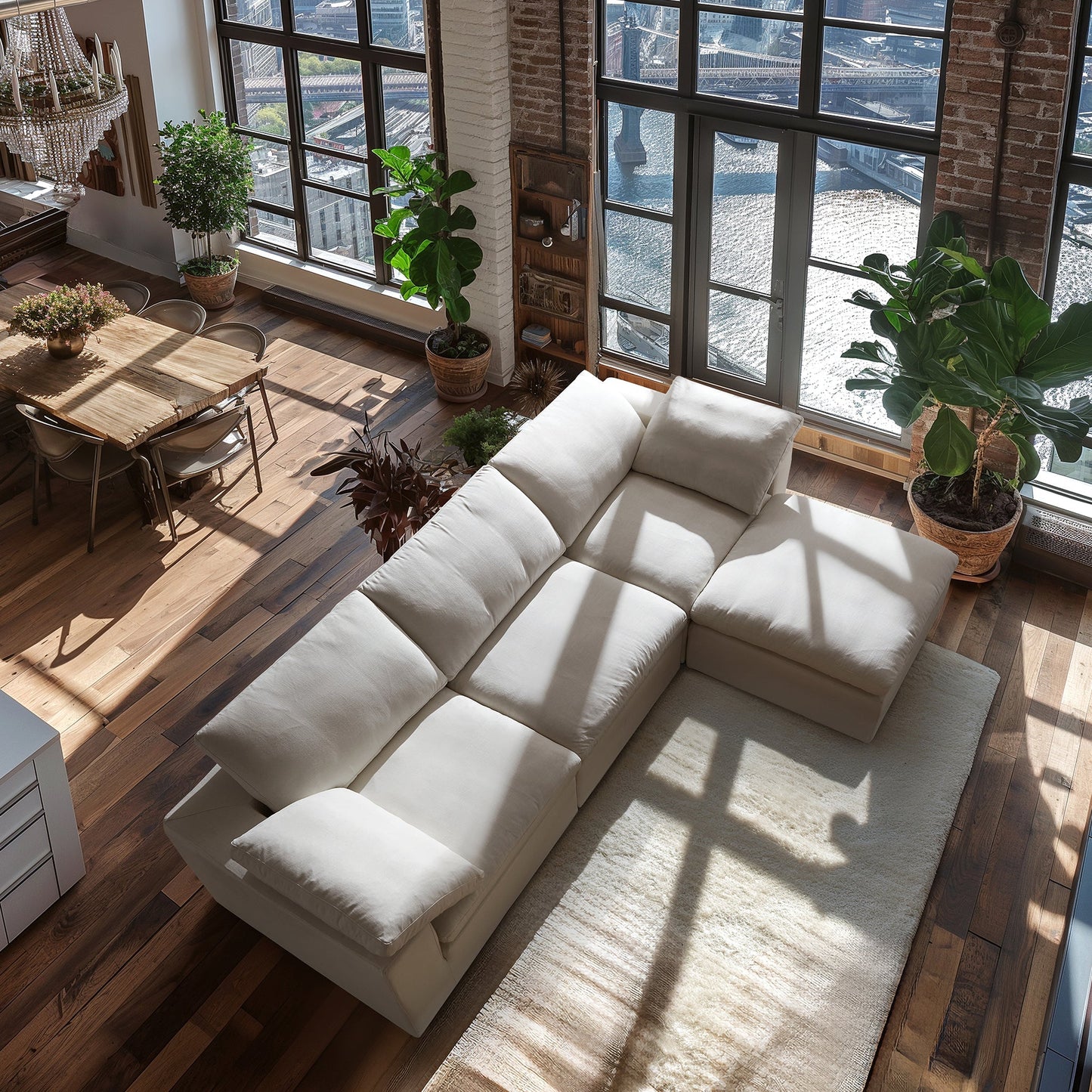 Tender Wabi Sabi Beige Sofa and Ottoman-Beige