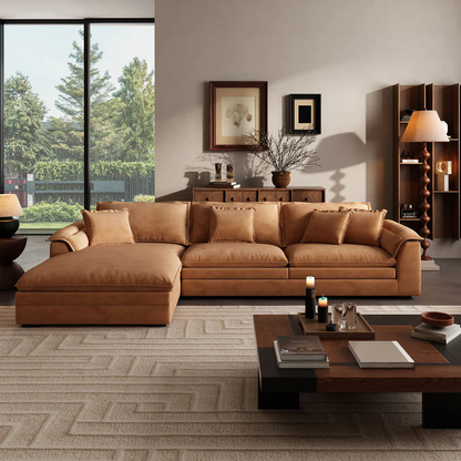 Sandwich Sectional with Chaise / Air Leather