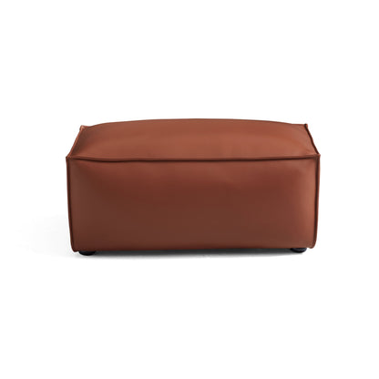 Cube Modular Brown Genuine Leather Sofa with Ottoman-Brown