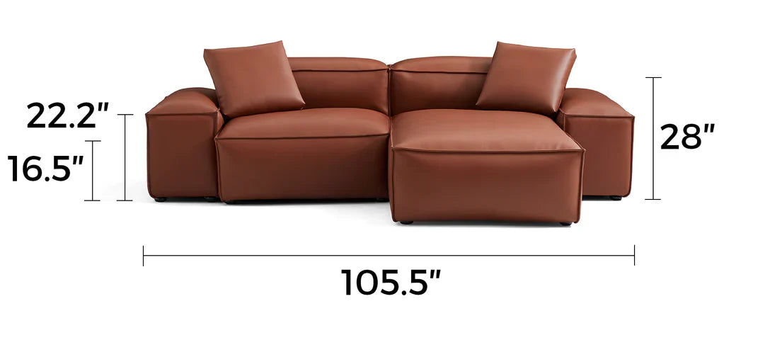 Cube Modular Brown Genuine Leather Sectional