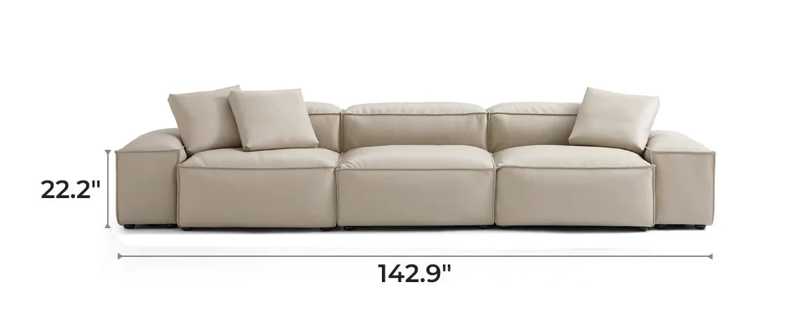 Cube Modular Beige Genuine Leather Sofa