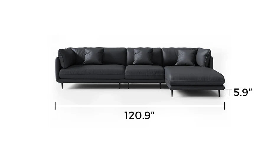 Vanilla Black Leather Sectional