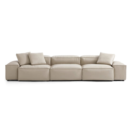 Cube Modular Beige Genuine Leather Sofa