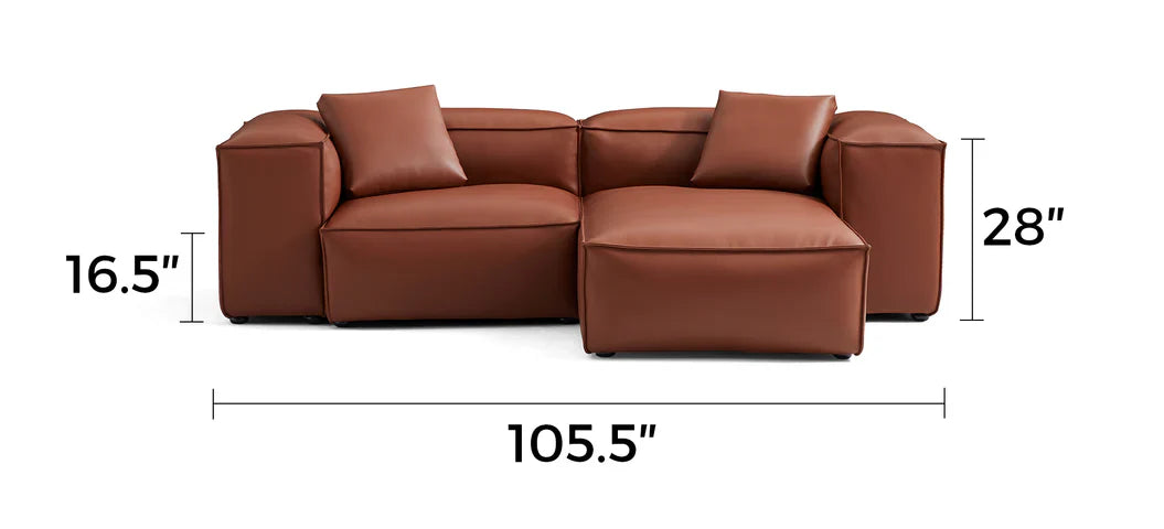 Cube Modular Brown Genuine Leather Sectional