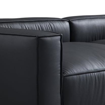 Luxury Minimalist Black Leather U Shaped Sectional Sofa-Black