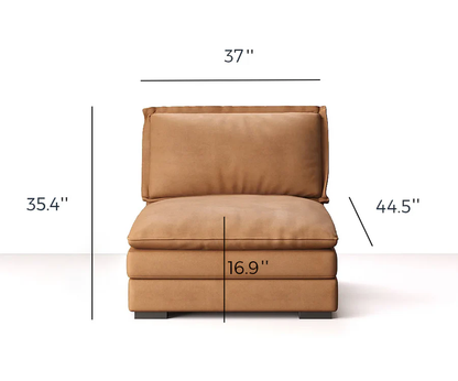 Sandwich Double Chaise Sectional Camel / Air Leather