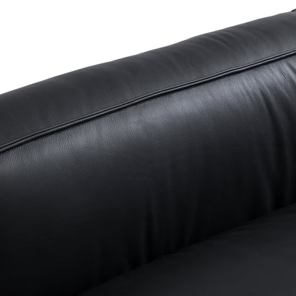 Luxury Minimalist Dark Brown Leather Armchair-Black