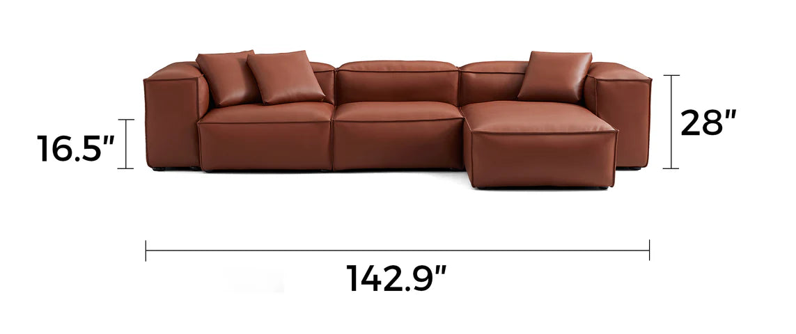 Cube Modular Brown Genuine Leather Sectional