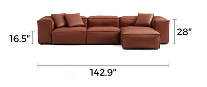 Cube Modular Brown Genuine Leather Sectional