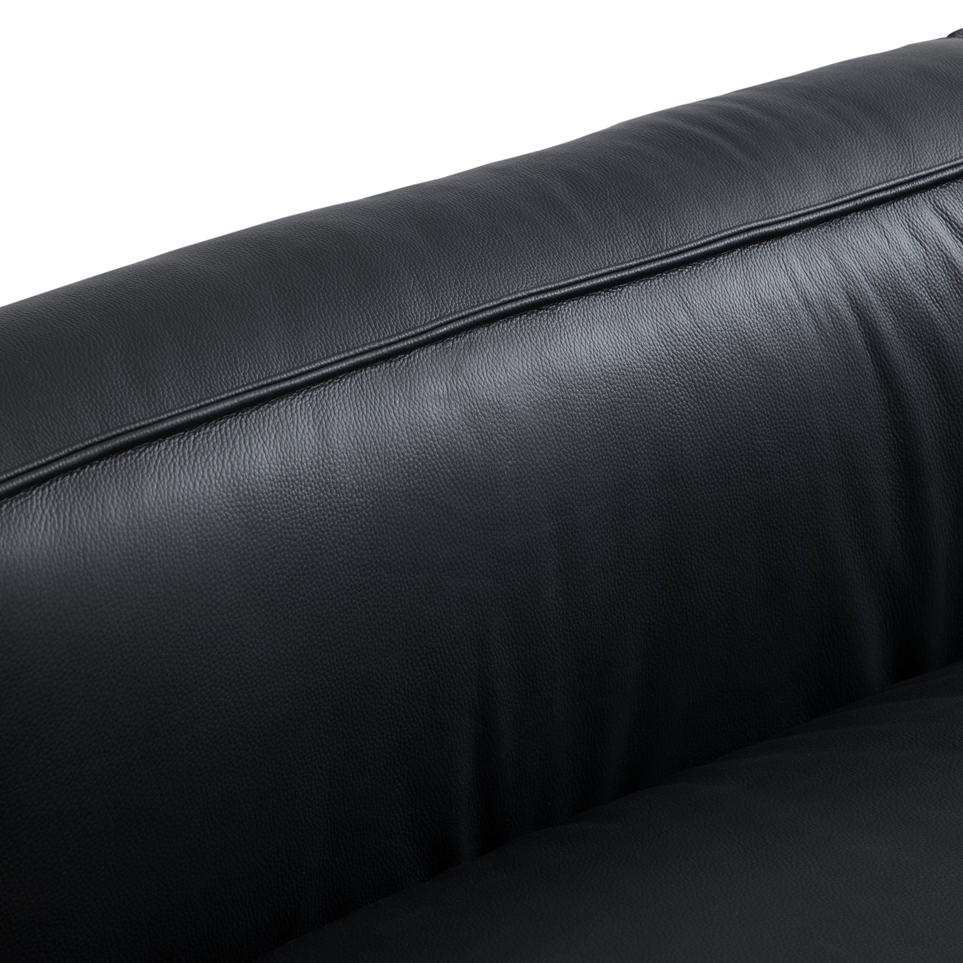 Luxury Minimalist Black Leather Sectional-Black