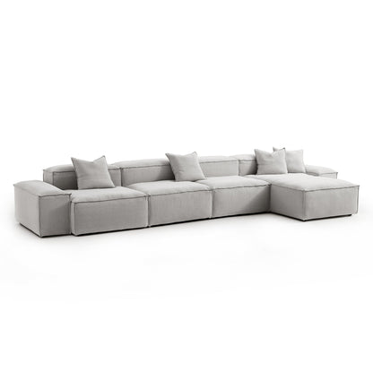 Freedom Modular Khaki Sectional Sofa-Gray-181.1"-Low