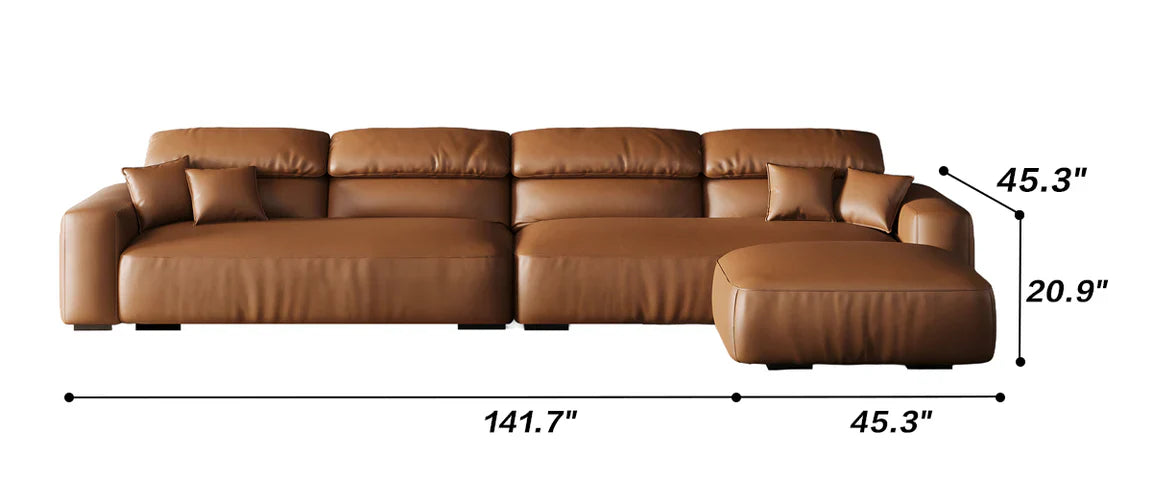 Chestnut Brown Leather Sofa and Ottoman
