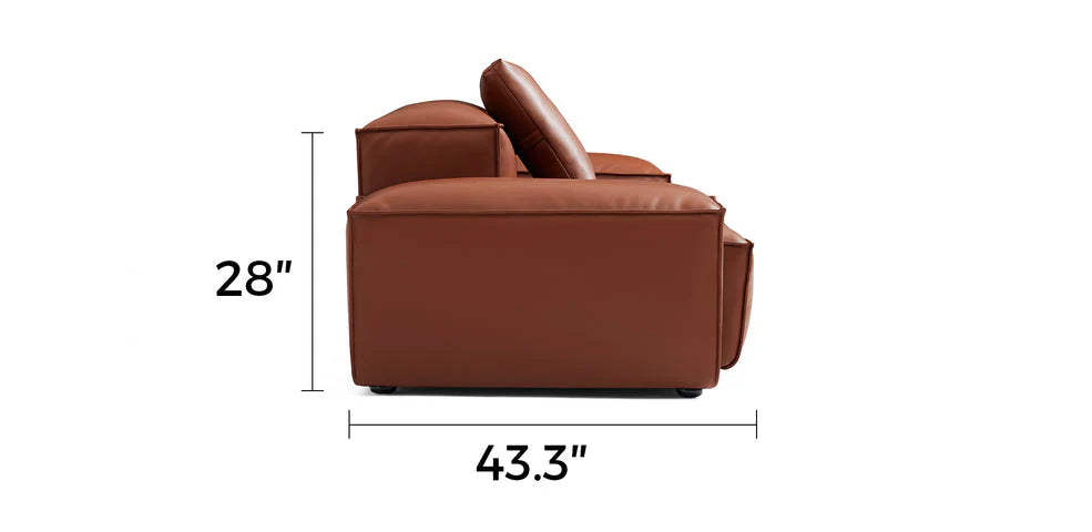 Cube Modular Brown Genuine Leather Corner Sectional With Ottoman
