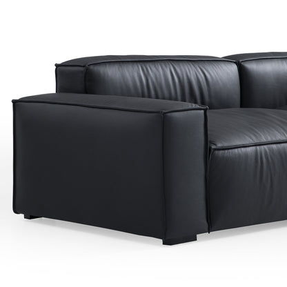 Luxury Minimalist Dark Brown Leather U Shaped Sectional-Black