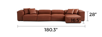 Cube Modular Brown Genuine Leather Sectional