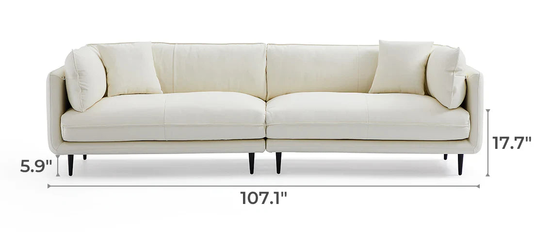 Vanilla White Leather Sofa