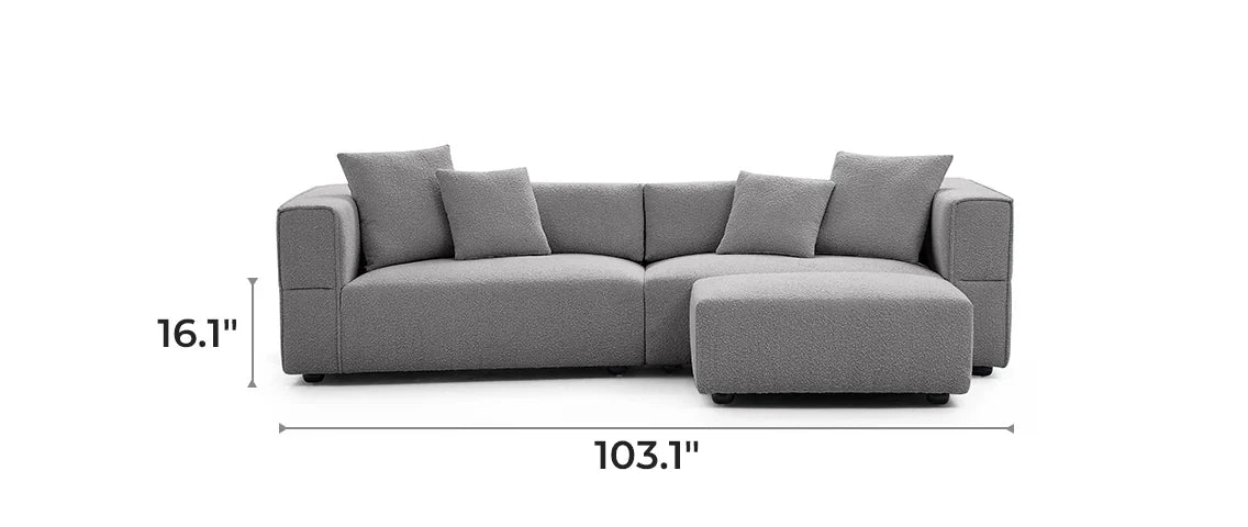 Nordic Modern Gray Sofa with Ottoman