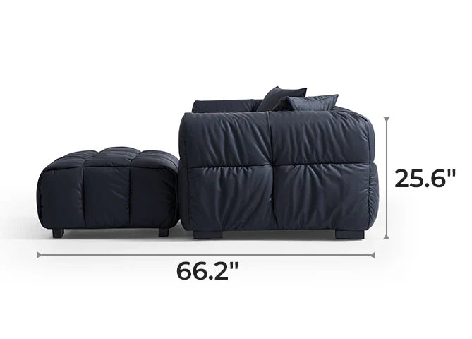 Boba Black Leathaire Sofa and Ottoman