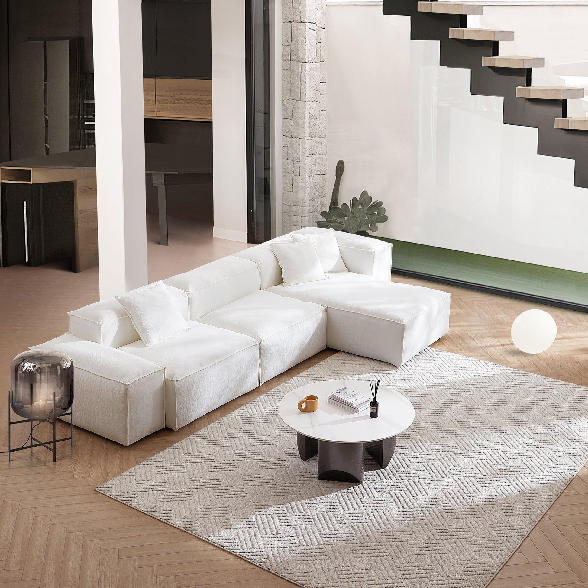 Freedom Modular Gray Sectional Sofa-White