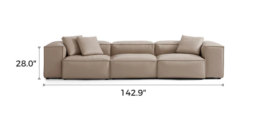 Cube Modular Khaki Genuine Leather Sofa