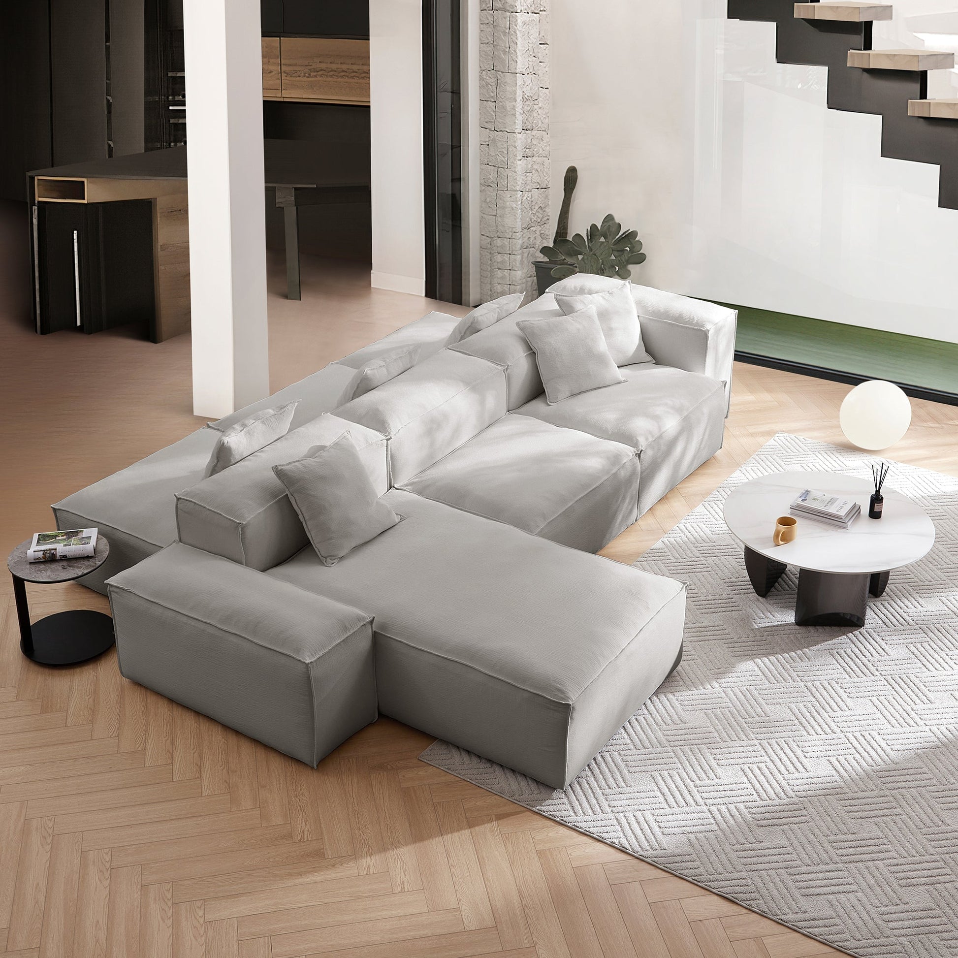 Freedom Modular Gray Double Sided Sectional Sofa-Gray